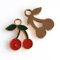 10PCS Enamel Cherry Charms-RS713