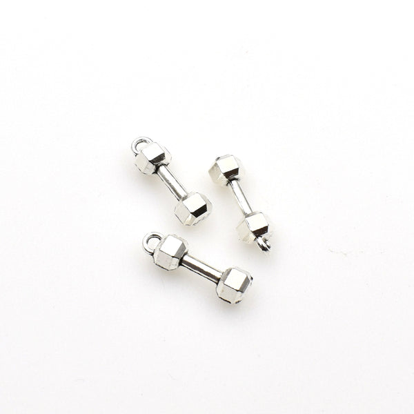 20PCS Barbell Charms,Antique Silver Tone 3D-RS509