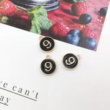 10PCS Number Charms 0-9,Black Enamel Charms Double Sided-RS1225