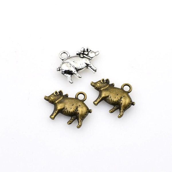 12PCS Detailed Pig Charms,2 Colors Available-RS979