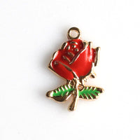 8PCS Enamel Rose Charms-RS1216