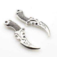 5PCS Scimitar Charms,Antique Silver Tone Double Sided-RS084