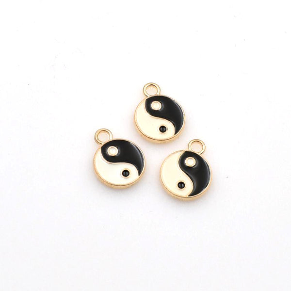 8PCS Enamel Tai Chi Charms KC Gold-RS1188