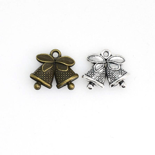 15PCS Bell Charms,Double Bells 2 Colors Available-RS255