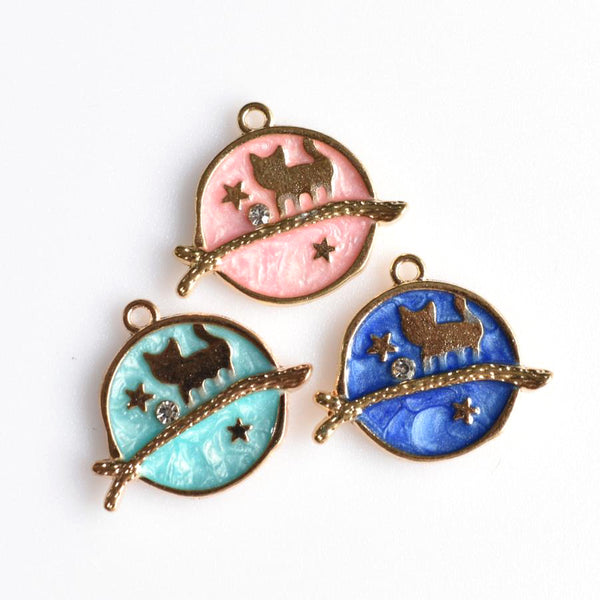 5PCS Enamel Cat Charms 3 Colors Available-RS1024