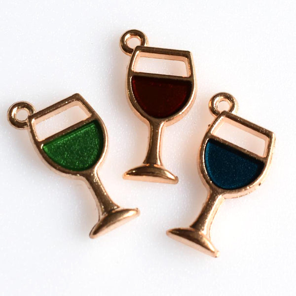 10PCS Enamel Wine Glasses Charms 3 Colors Available-RS1082