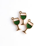 10PCS Enamel Wine Glasses Charms 3 Colors Available-RS1082
