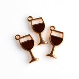 10PCS Enamel Wine Glasses Charms 3 Colors Available-RS1082