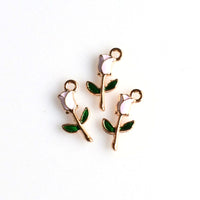 10PCS Enamel Rose Charms 4 Colors Available-RS942