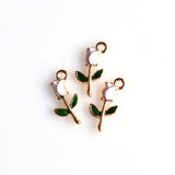 10PCS Enamel Rose Charms 4 Colors Available-RS942