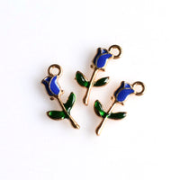 10PCS Enamel Rose Charms 4 Colors Available-RS942