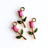 10PCS Enamel Rose Charms 4 Colors Available-RS942