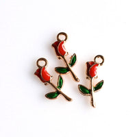 10PCS Enamel Rose Charms 4 Colors Available-RS942