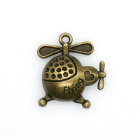 8PCS Helicopter Charms,Antique Bronze Tone-RS953