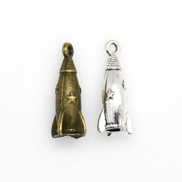 10PCS Rocket Charms,3D Pendants,2 Colors Available-RS955