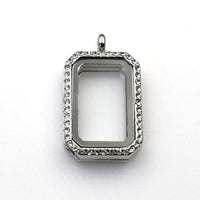 1PCS Rectangle Floating locket Pendant With Diamonds-TS004