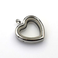 1PCS Silver Heart Floating locket Pendant With Diamonds-TS005