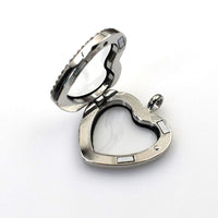 1PCS Silver Heart Floating locket Pendant With Diamonds-TS005