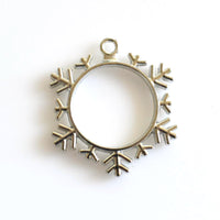 4PCS Snowflake Metal Frame Antique Silver Tone-TS230