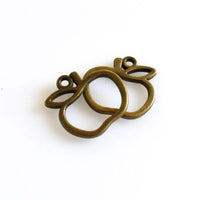 5PCS Apple Charms Metal Frame Antique Bronze Tone-TS247