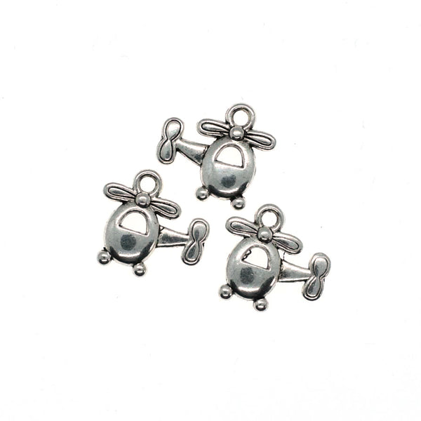 25PCS Helicopter Charms,Antique Silver Tone Double Sided-RS1025